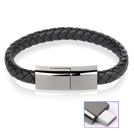 Bratara Unisex,Piele,cu Cablu Încarcare